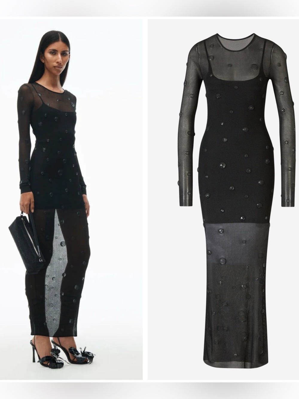 NWT Alexander Wang Engineered Trapped Gem Dress in Sheer-jersey S